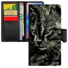 Качественный чехол- книжка на смартфон // Galaxy A40 // "Котенок" Cat Милый, Utaupia, серый