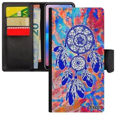 Противоударный чехол- книжка на смартфон // Galaxy A40 // "Ловец снов" Этничный Оберег, Utaupia, голубой