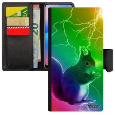 Противоударный чехол книжка на смартфон // Galaxy A40 // "Белка" Летяга Рыжая, Utaupia, цветной