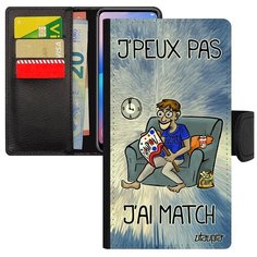 Красивый чехол- книжка на смартфон // Galaxy A5 2017 // "Не могу - у меня матч!" Крутой Надпись, Utaupia, голубой