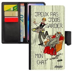 Стильный чехол книжка на смартфон // Galaxy A5 2017 // "Не могу - сижу с котом!" Карикатура Прикольный, Utaupia, светло- серый