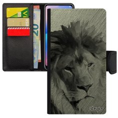 Противоударный чехол книжка на смартфон // Samsung Galaxy A5 2017 // "Лев" Дизайн Самец, Utaupia, серый