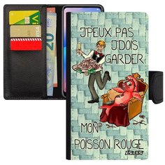 Защитный чехол- книжка на смартфон // Galaxy A5 2017 // "Не могу - у меня красная рыбка!" Комикс Карикатура, Utaupia, голубой