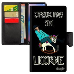 Противоударный чехол книжка на смартфон // Galaxy A5 2017 // "Не могу - у меня единорог!" Карикатура Сказка, Utaupia, черный