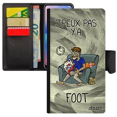Модный чехол- книжка на смартфон // Samsung Galaxy A5 2017 // "Не могу - смотрю футбол!" Карикатура Спорт, Utaupia, серый