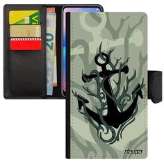 Защитный чехол- книжка на смартфон // Samsung Galaxy A5 2017 // "Якорь" Шхуна Плавание, Utaupia, серый