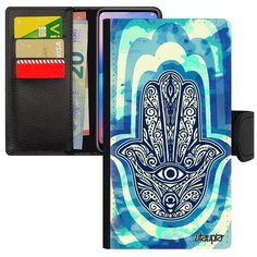 Красивый чехол книжка на смартфон // Samsung Galaxy A5 2017 // "Амулет Хамса" Стиль Защита, Utaupia, голубой