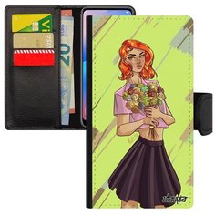 Противоударный чехол книжка на смартфон // Galaxy A5 2017 // "Девушка и цветы" Манга Розы, Utaupia, цветной