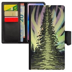 Качественный чехол книжка на смартфон // Samsung Galaxy A5 2017 // "Зимняя ель" Луна Ночь, Utaupia, серый