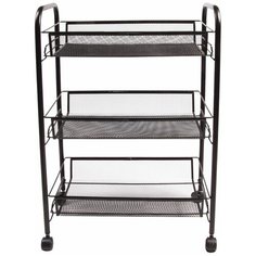 Этажерка (тележка) BRABIX офисно-бытовая 3 яруса, на колесах, металл, черная, 43,5х26х62,5 см, 603751