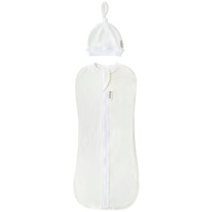 Пеленка-кокон на молнии с шапочкой Amarobaby Nature essence, молочный, размер 56-68