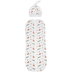 Пеленка (кокон на молнии) с чепчиком (шапочкой) детская Amarobaby Soft Hugs Крокодильчики, белый, размер 56/68
