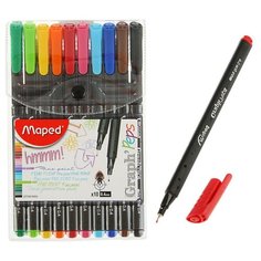 Набор ручек капиллярных 10 цветов, Maped Graph Peps 0.4 мм, эргономичная зона