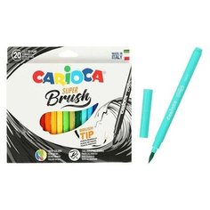 Фломастеры- кисть 20 цветов, Carioca "Super Brush", смываемые, картон, европодвес