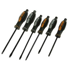 Отвёртки ударные TOPEX, CrV, 6 шт закалённое жало, намагниченное жало, SL PH, с вешалкой