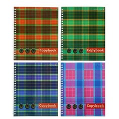 Тетрадь А5+, 80 листов в клетку на гребне «Шотландка», обложка мелованный картон, глянцевая ламинация, микс Альт