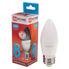 Лампа светодиодная IN HOME LED- СВЕЧА- VC, Е27, 8 Вт, 230 В, 4000 К, 720 Лм