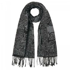 Палантин женский шерстяной, цвет чёрный, размер 65х180 Rossini