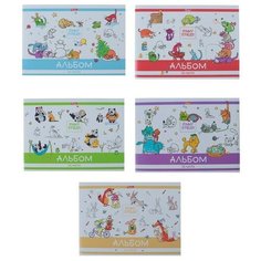 Альбом для рисования А4, 32 листа на скрепке «Забавные истории», обложка мелованный картон, блок 120 г/м2 Hatber