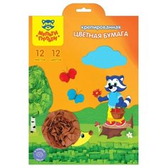 Набор бумаги крепированной 12 цветов, 12 листов Мульти- Пульти, в папке