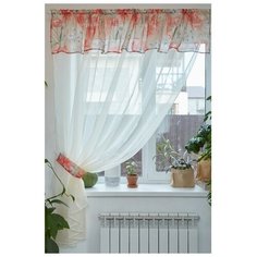 Тюль с подхватом и ламбрекеном "Маки" 250х200см, 100% п/э, вуаль Этель