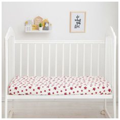 Простыня на резинке "LoveLife" Red stars 60*120+20 см, 100 % хлопок, сатин