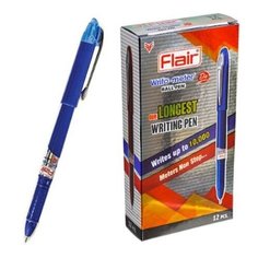 Ручка шариковая Flair Writo- Meter DX узел- игла 0.6, (пишет 10 км), шкала на стержне, синий