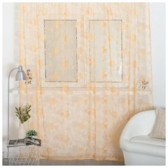 Тюль на шторной ленте 250х250 см, цвет персик, п/э 100% Лента