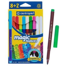 Фломастеры 10 цветов, Centropen 2549/08 Magic, меняют цвет, + 8 цветов + 2 поглотителя, картонная упаковка