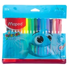 Фломастеры 18 цветов, Maped Color Peps Ocean, смываемые, европодвес