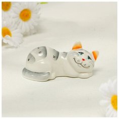 Статуэтка фарфоровая «Котя Муся», серая, 9см Чайник