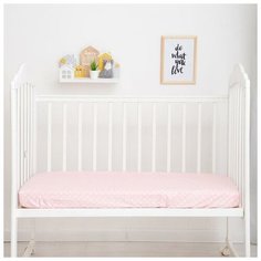 Простыня на резинке "LoveLife" Розовые звездочки 60*120+20 см, 100% хлопок, сатин