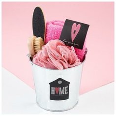 Набор подарочный «Home» полотенце и аксессуары Этель