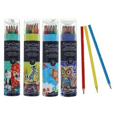 Карандаши цветные 18 цветов Funcolor пластиковые, в картонной тубе, микс Bruno Visconti