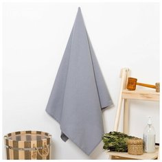 Полотенце вафельное банное «Экономь и Я», 80х150 см, цвет серый