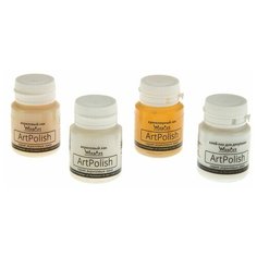 Набор акриловых лаков на водной основе, WizzArt Set Polish, 4 штуки х 20 мл: лак кракелюрный, лак для декупажа, лак матовый, лак глянцевый