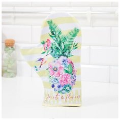 Варежка- прихватка "Цветущий ананас" 20х28см,35% х/л,65% п/э, ватин 250г/м2 Доляна
