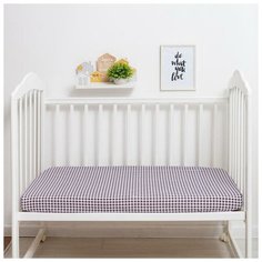 Простыня на резинке "Крошка Я" Клетка 60*120+13 см, 100% хлопок, бязь