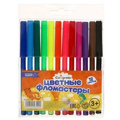 Фломастеры, 12 цветов, вентилируемый колпачок Calligrata