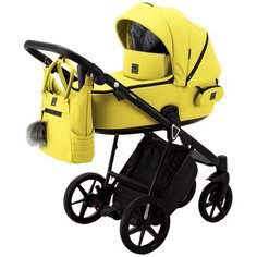 Коляска универсальная Adamex Porto Deluxe 2 в 1, PO-SA22 - Желтая экокожа