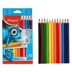 Карандаши 12 цветов Maped Pulse Jumbo, пластиковые, европодвес