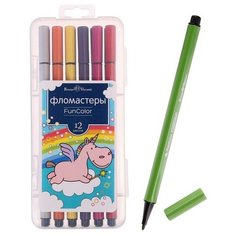 Фломастеры 12 цветов Funcolor в пластиковом пенале, микс Bruno Visconti