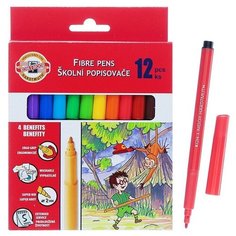 Фломастеры 12 цветов Koh- I- Noor 1002/12 смываемые, трёхгранные, картонная упаковка, европодвес