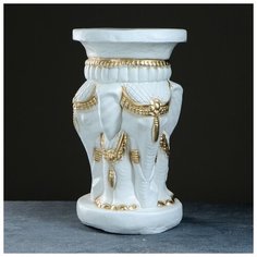 Фигура - подставка "Три слона" бело- золотая 28х28х50см Хорошие сувениры