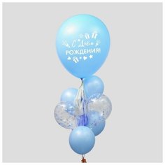 Фонтан из шаров "С днем рождения", гирлянда, наклейки, конфетти, 16 предметов в наборе Страна Карнавалия