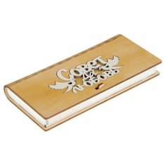 Конверт деревянный "Совет да любовь" желтый, голуби, 17 х 8,5 х 2 см Стильная открытка