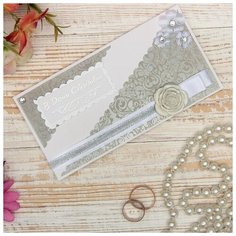 Конверт для денег "В День Свадьбы!" ручная работа, узор Стильная открытка