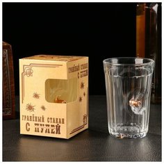 Стакан граненый с пулей "Непробиваемый. Крафт", 250 мл Дарим красиво