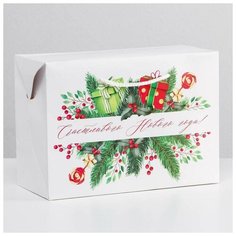 Дарите Счастье Пакет- коробка «Счастливого Нового года», 28 ? 20 ? 13 см