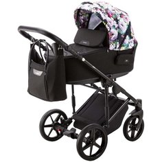Коляска универсальная Adamex Zico Flowers 2 в 1, Z- FL10 - Черный, черный с цветами